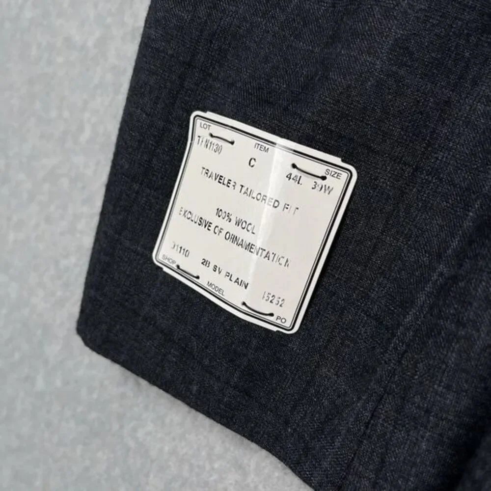 Jos A Bank Travelers Collection Sport Coat 44L Glen‎ Plaid 100% Wool Blazer NWT